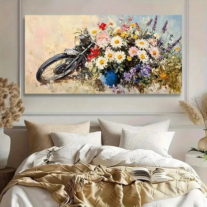 Vintage Motorcycle Vibrant Wall Art Canvas Office Home Room Framed 120x60cm
