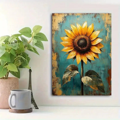 Beautiful Vibrant Yellow Floral Painting 40x60cm Metal Print Ready to Hang