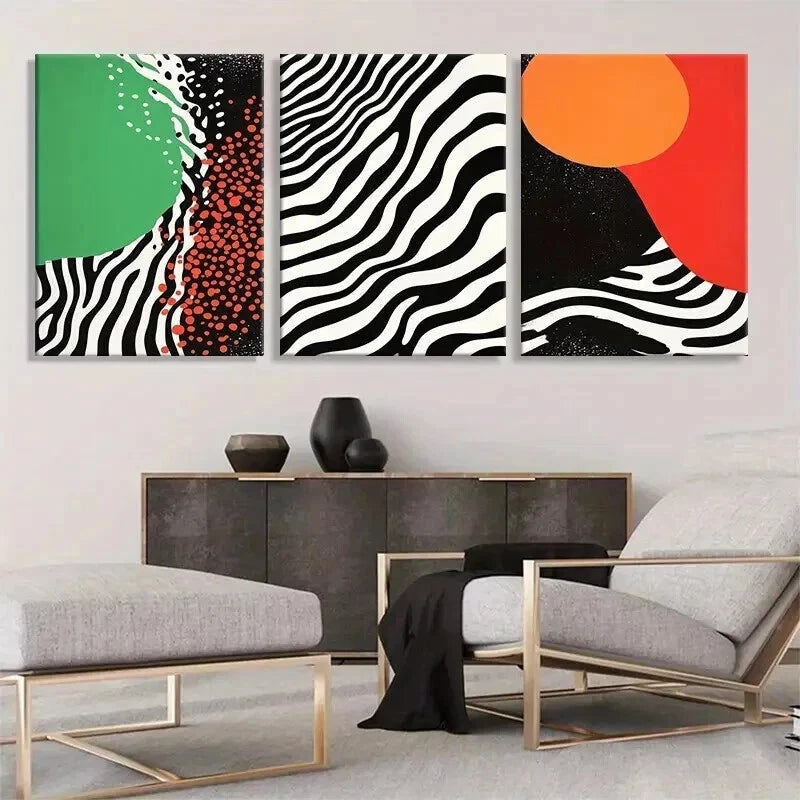 3pcs Modern Abstract Zebra Stripes Perfect Wall Art Set Canvas Framed 40x60cm - High Quality Print 100% Australian Made Wall Canvas Ready to Hang