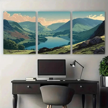 3pcs Lake District Landscape Decor Perfect Wall Art Set Canvas Framed 50x70cm - High Quality Print 100% Australian Made Wall Canvas Ready to Hang