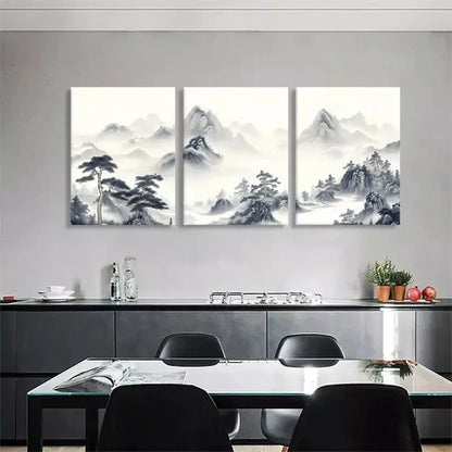 3pcs Misty Mountain Landscape and Pine Wall Art Canvas Unframed - High Quality Print 100% Australian Made Wall Canvas