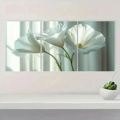 3pcs White Lisianthus Flower Canvas Art EW Wall Art Set Canvas Unframed - High Quality Print 100% Australian Made Wall Canvas - Bella Home Decor