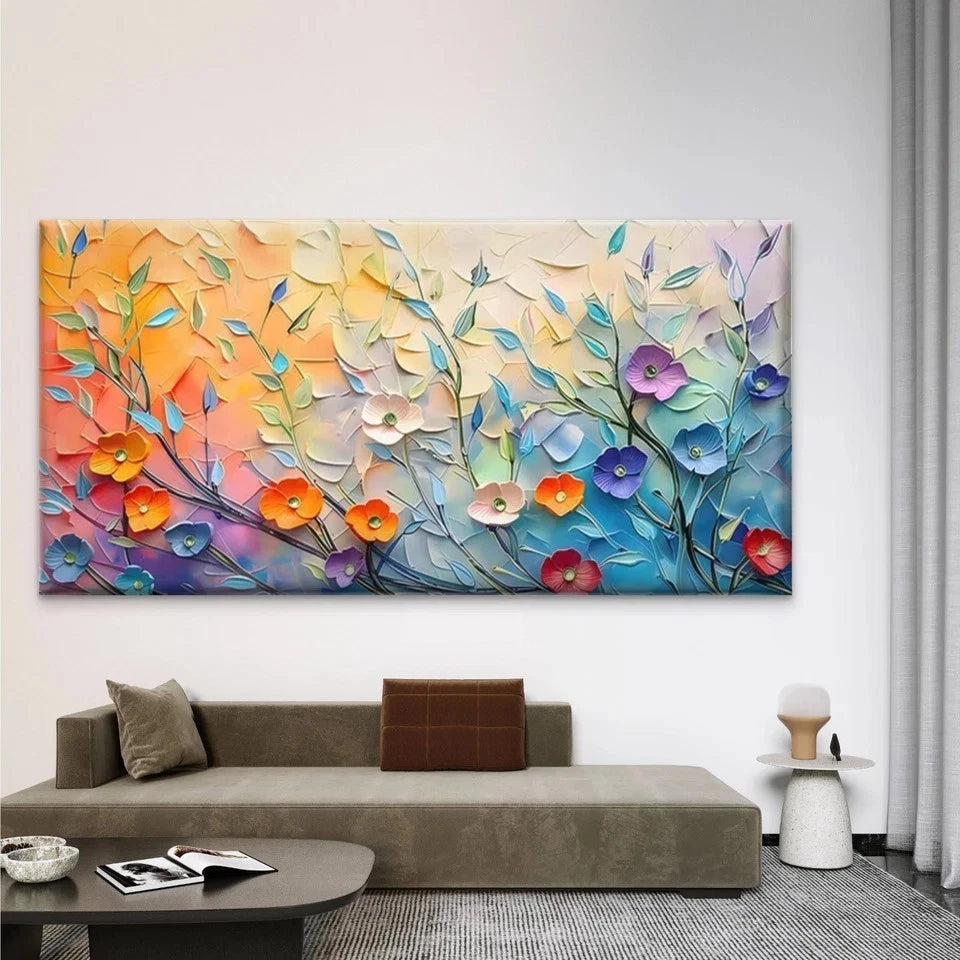 Abstract Floral Blossom Wall Art Canvas Office Home Room Framed 120x60cm