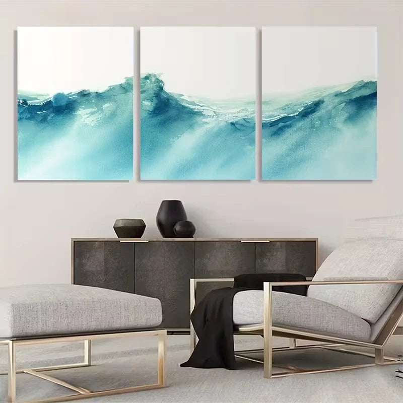 3pcs Ocean Wave Bohemian Sea Paintings   Wall Art Set Canvas Framed 40x60cm - High Quality Print 100% Australian Made Wall Canvas Ready to Hang