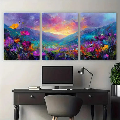 3pcs Textured Landscape Sunset Decor Wall Art Canvas Unframed - High Quality Print 100% Australian Made Wall Canvas