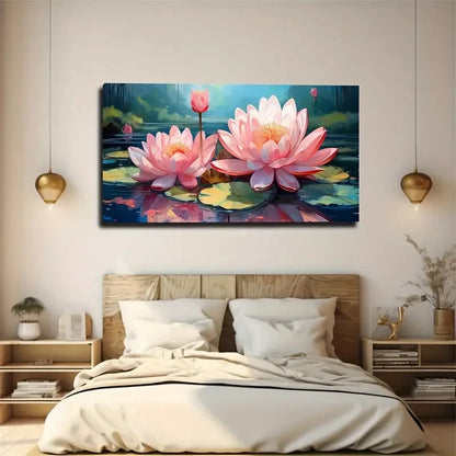 Elegant For Lotus Fresh Wall Art Canvas Office Home Room Framed 120x60cm