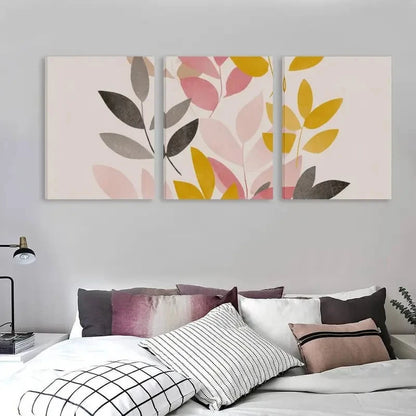 3pcs A Gentle Pattern Of Colorful Leaves  Wall Art Set Canvas Framed 40x60cm - High Quality Print 100% Australian Made Wall Canvas Ready to Hang - Bella Home Decor