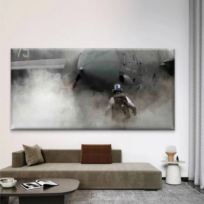 Military Jet Aircraft Wall Art Canvas Office Home Room Framed 120x60cm