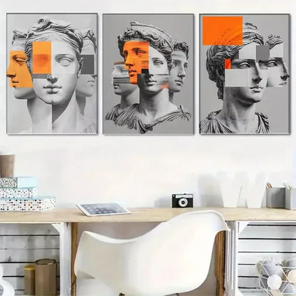 3 PCS Modern Artistic Statue Portrait Wall Art Set Canvas Unframed - High Quality Print 100% Australian Made Wall Canvas - Bella Home Decor