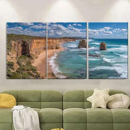 3pcs Victoria Twelve Apostles Ocean Landscape Australia Wall Art Set Canvas Framed 40x60cm - High Quality Print 100% Australian Made Wall Canvas Ready to Hang