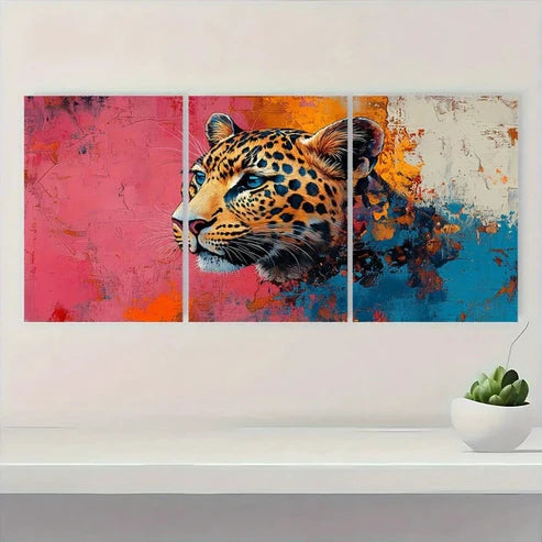 3pcs Matisse Leopard Vibrant Animal Wall Art Canvas Unframed – High Quality Print 100% Australian Made Wall Canvas
