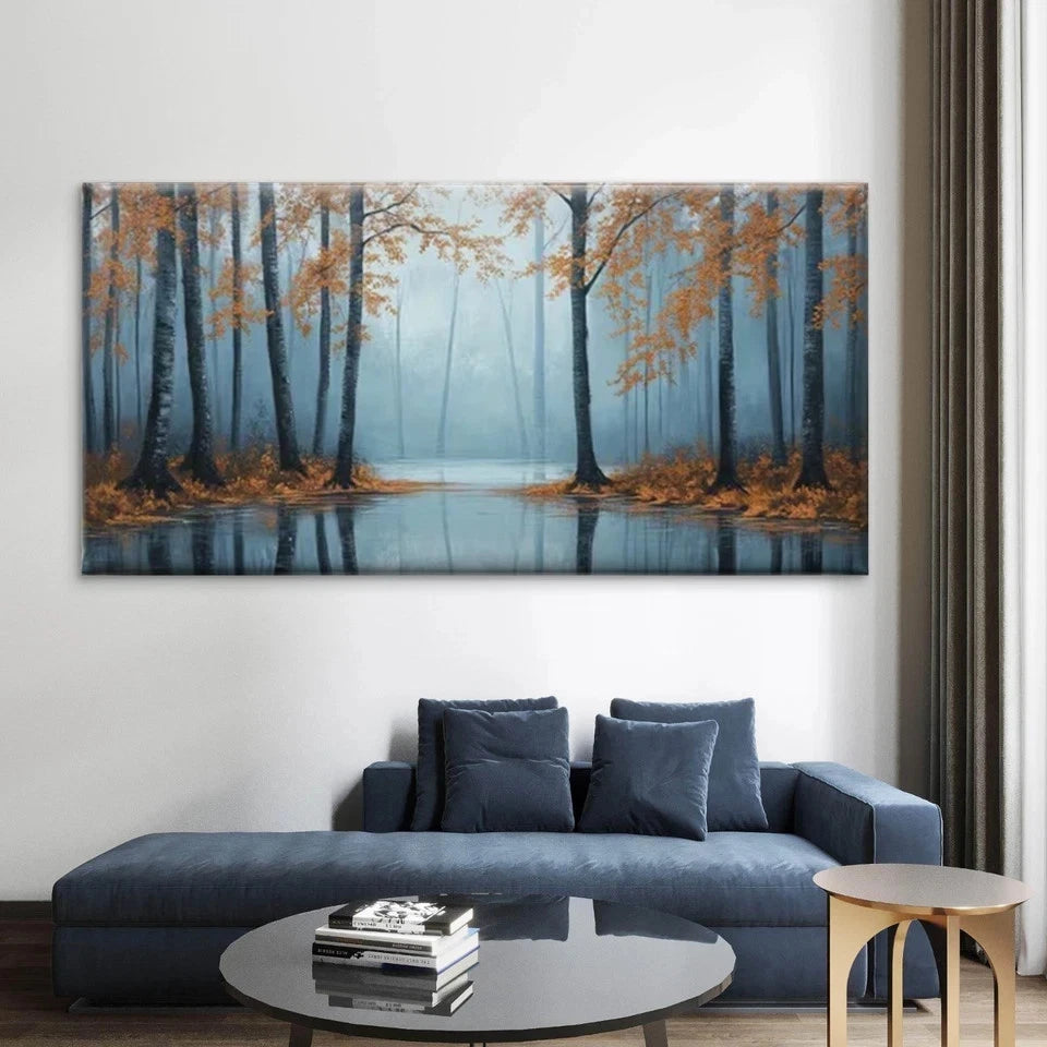 Misty Autumn Landscape Wall Art Canvas Office Home Room Framed 120x60cm