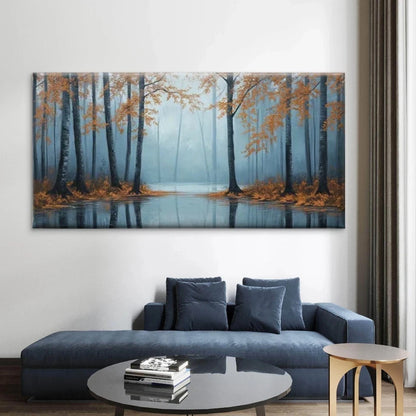 Misty Autumn Landscape Wall Art Canvas Office Home Room Framed 120x60cm