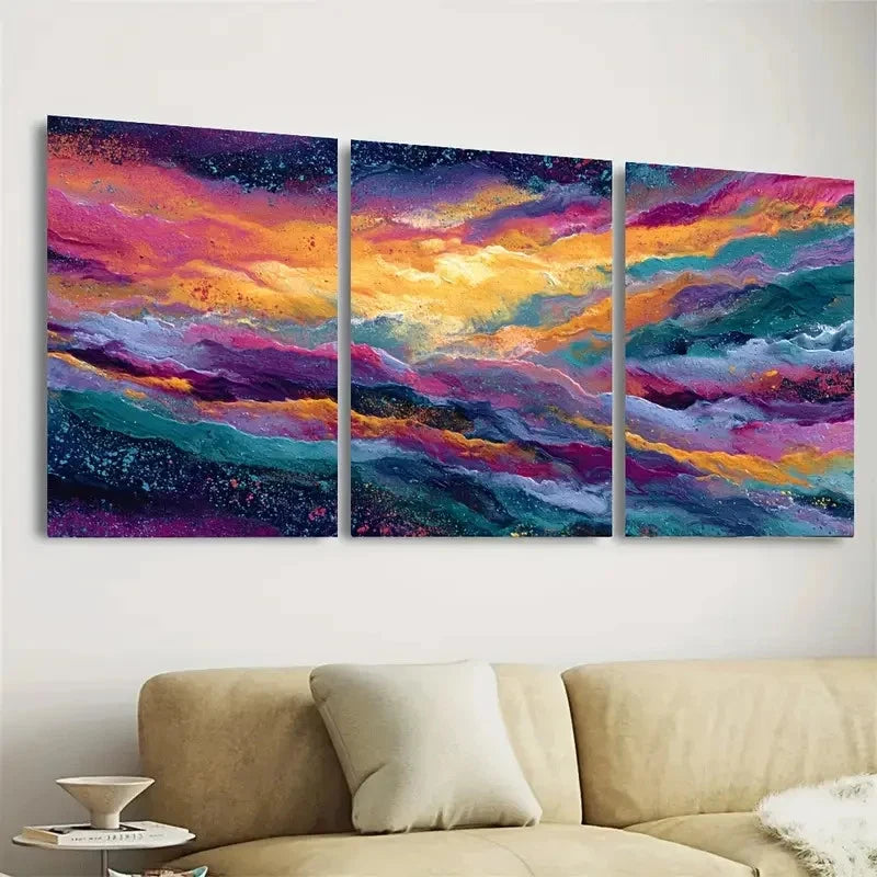 3pcs Cairngorm Mountain Boho Color Wall Art Set Canvas Framed 50x70cm - High Quality Print 100% Australian Made Wall Canvas Ready to Hang - Bella Home Decor