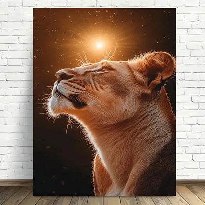 Beautiful Sunlit Lioness Majesty Modern Vintage 40x60cm Metal Print Ready to Hang - Bella Home Decor