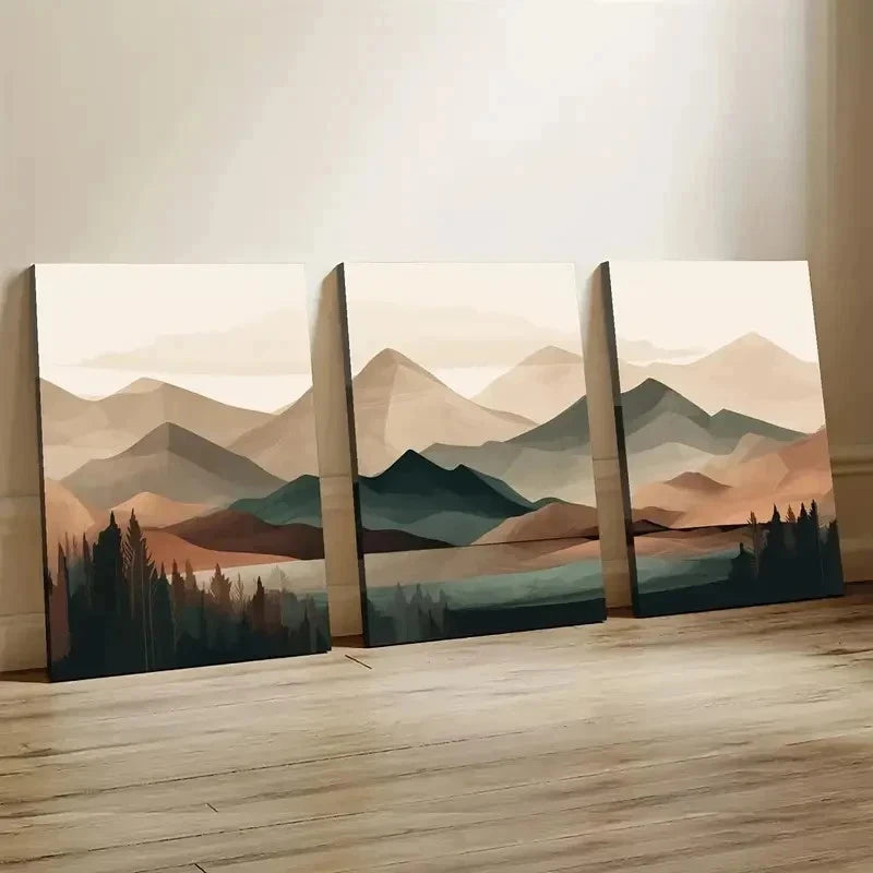 3pcs Modern Abstract Mountain Wall Art Set Canvas Framed 40x60cm - High Quality Print 100% Australian Made Wall Canvas Ready to Hang