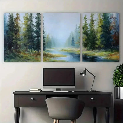 3pcs Forest Landscape Trees Nature Perfect Wall Art Set Canvas Framed 60x90cm - High Quality Print 100% Australian Made Wall Canvas Ready to Hang - Bella Home Decor