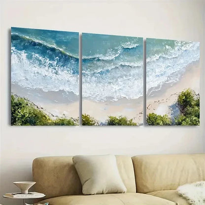 3pcs Bird's Eye View Beach  Wall Art Set Canvas Unframed - High Quality Print 100% Australian Made Wall Canvas - Bella Home Decor