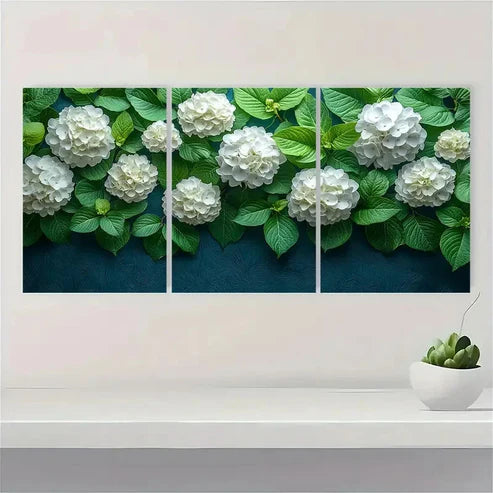 3pcs Garden Lover Hydrangea M Wall Art Set Canvas Unframed - High Quality Print 100% Australian Made Wall Canvas