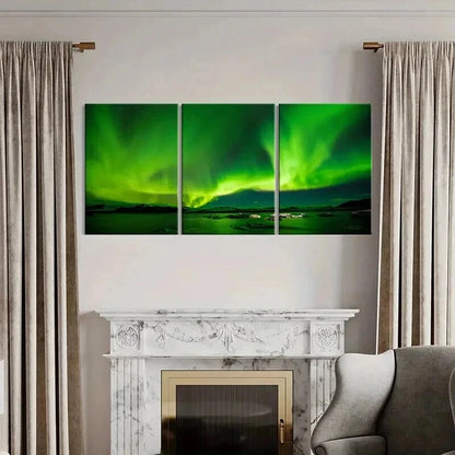 3pcs Northern Lights Aurora Modern Wall Art Set Canvas Framed 60x90cm - High Quality Print 100% Australian Made Wall Canvas Ready to Hang - Bella Home Decor