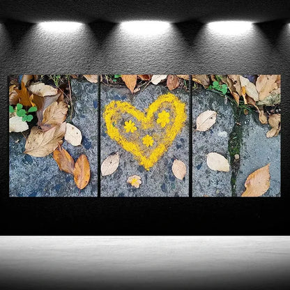 3pcs Love Made of Brown Leaves Metal Print Ready to Hang Art - Bella Home Decor