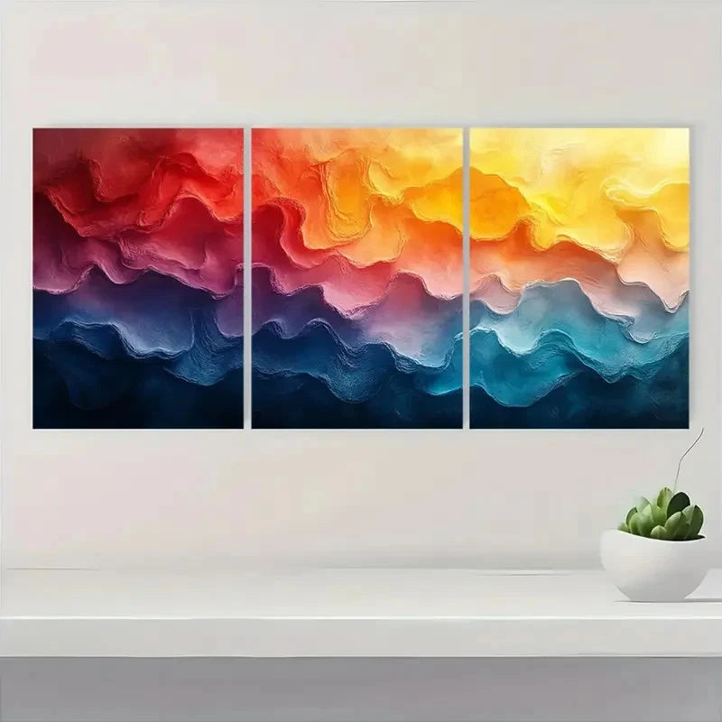 3pcs  Vibrant Multicolor  Abstract Acrylic iu  Wall Art Set Canvas Framed 50x70cm - High Quality Print 100% Australian Made Wall Canvas Ready to Hang - Bella Home Decor