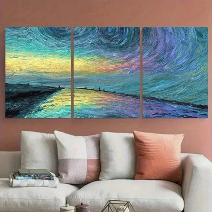 3pcs Starry Night Landscape Wall Art Set Canvas Unframed - High Quality Print 100% Australian Made Wall Canvas
