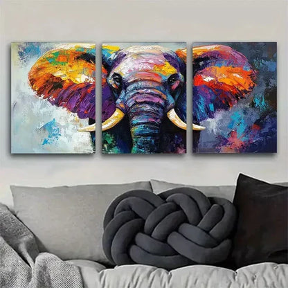 3pcs Modern Colorful Elephant Wall Art Canvas Unframed - High Quality Print 100% Australian Made Wall Canvas