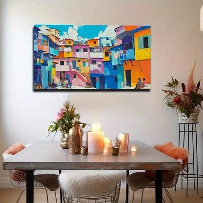 Vibrant Colorful House Deco Wall Art Canvas Office Home Room Framed 120x60cm