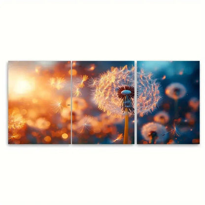 3pcs Enchanting Dandelion Seeds Flying Away R   Wall Art Set Canvas Framed 50x70cm - High Quality Print 100% Australian Made Wall Canvas Ready to Hang
