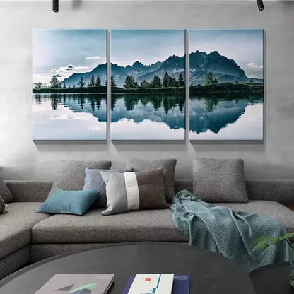 3pcs Turquoise Lake and Mountain Landscape Wall Art Canvas Unframed - High Quality Print 100% Australian Made Wall Canvas