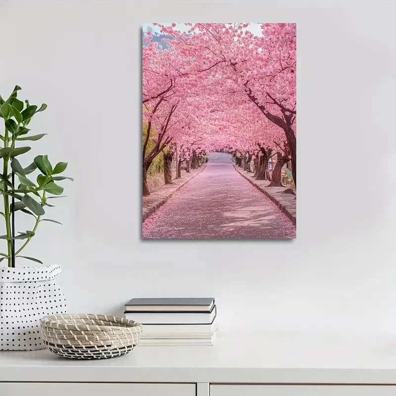 Beautiful Serene Japanese Street Scene Painting 40x60cm Metal Print Ready to Hang - Bella Home Decor