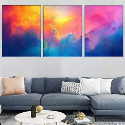 3pcs Vibrant Modern Abstract Colorful Gradient Wall Art Set Canvas Unframed - High Quality Print 100% Australian Made Wall Canvas