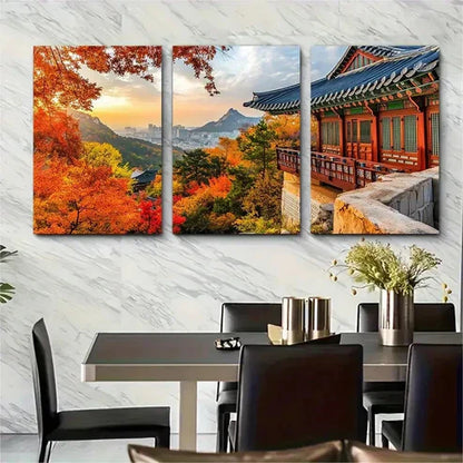 3pcs Vibrant Abstract Korean Landscape Wall Art Canvas Unframed - High Quality Print 100% Australian Made Wall Canvas