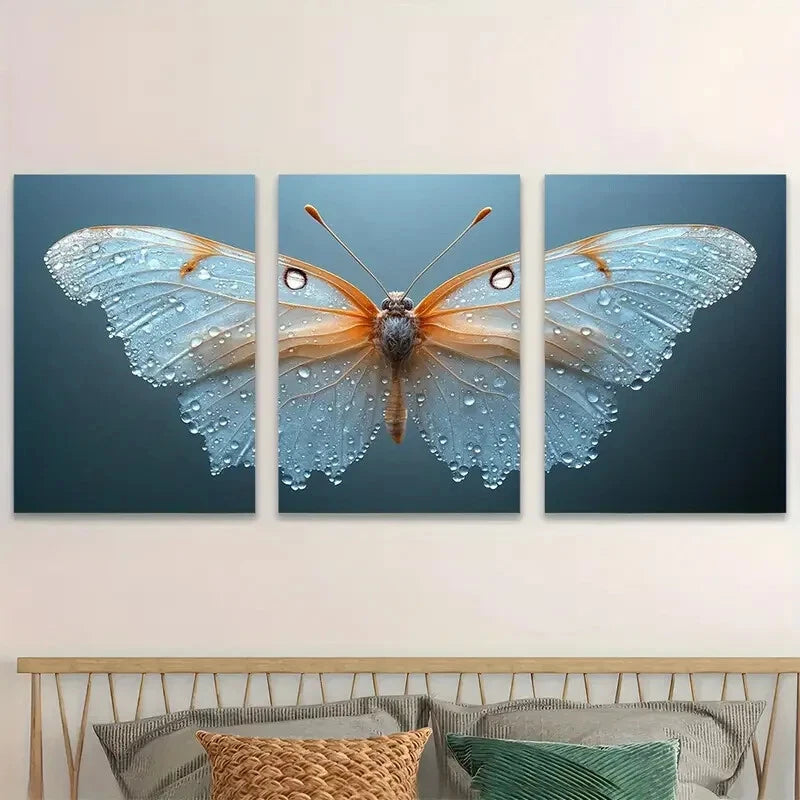 3pcs Butterfly Décor Fairy Wings Perfect Wall Art Set Canvas Framed 40x60cm - High Quality Print 100% Australian Made Wall Canvas Ready to Hang - Bella Home Decor
