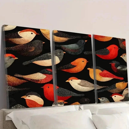 3pcs Abstract Birds Pattern Wall Art Set Canvas Framed 60x90cm - High Quality Print 100% Australian Made Wall Canvas Ready to Hang - Bella Home Decor