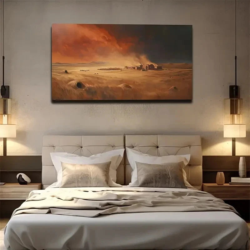 Violent Dust Storm Ideal Wall Art Canvas Office Home Room Framed 120x60cm
