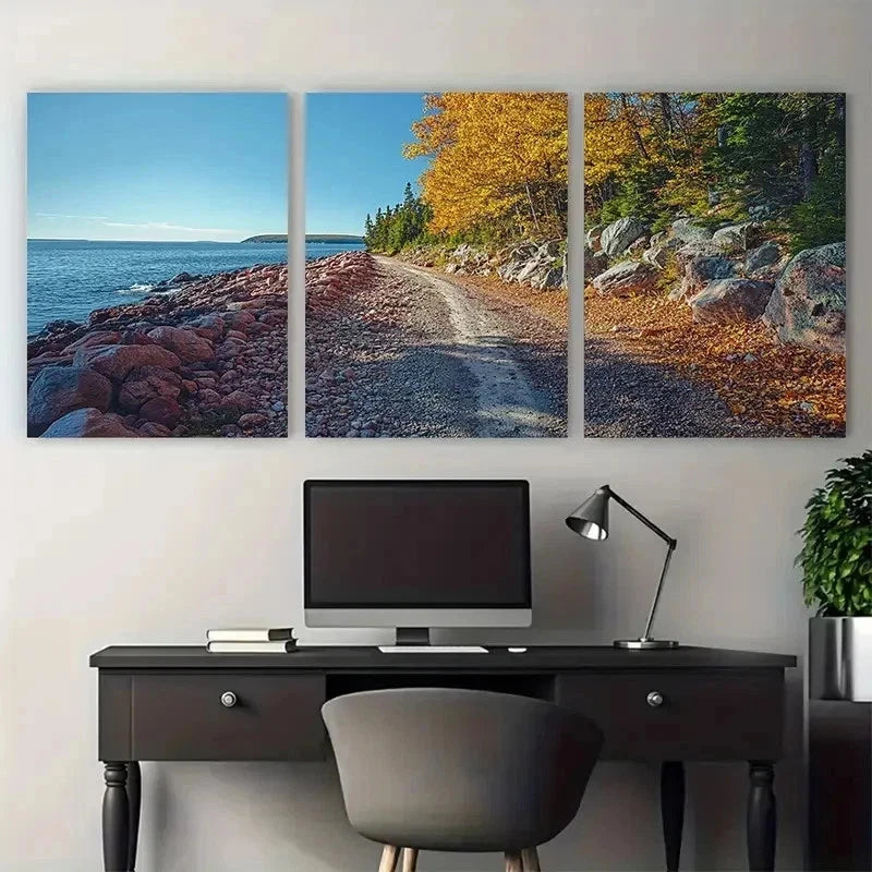 3pcs Vernal Acadia National Park Perfect Wall Art Set Canvas Framed 50x70cm - High Quality Print 100% Australian Made Wall Canvas Ready to Hang