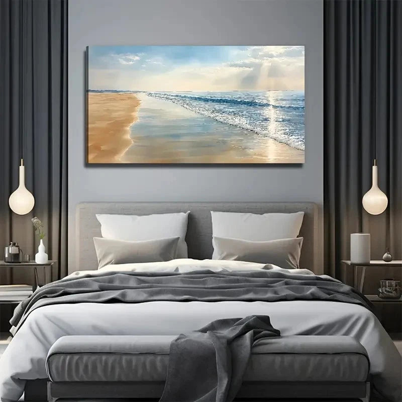 Beautiful Coastline Nature Wall Art Canvas Office Home Room Framed 120x60cm