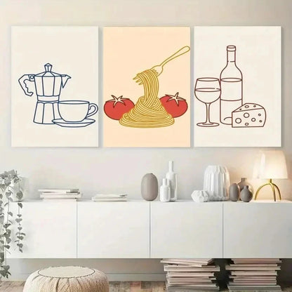 3pcs Coffee Maker, Coffee Cup Wall Art Set Canvas Framed 60x90cm - High Quality Print 100% Australian Made Wall Canvas Ready to Hang - Bella Home Decor