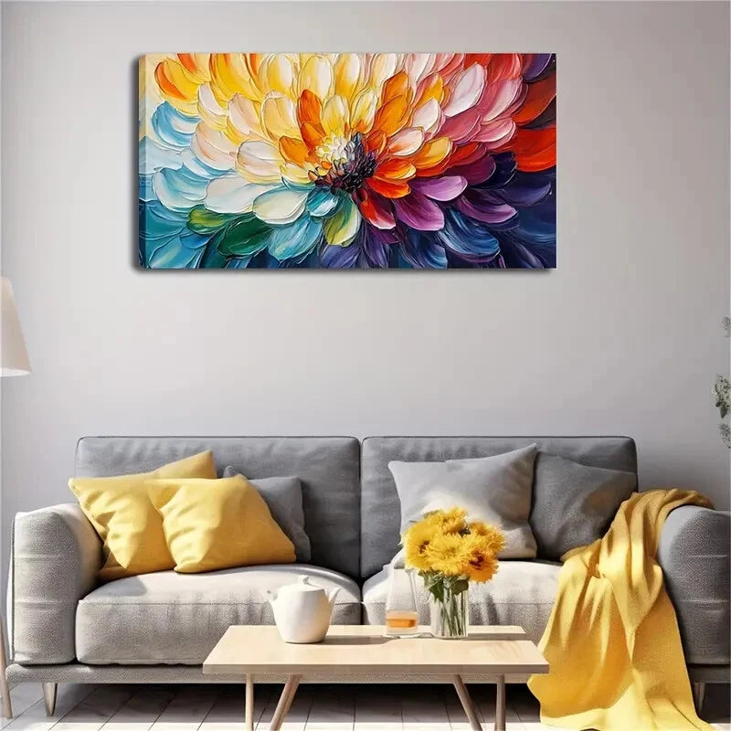 Vibrant Petal Design Winter Wall Art Canvas Office Home Room Framed 120x60cm - Bella Home Decor