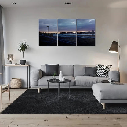 3pcs Sunset Sky with Houses and Road Metal Print Ready to Hang Art
