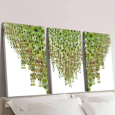 3pcs Vine Green Plant Leaf Decoration Wall Art Canvas Unframed – High Quality Print 100% Australian Made Wall Canvas