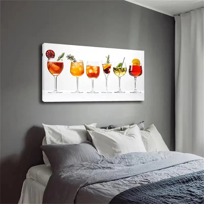 Modern Minimalist Cocktail Wall Art Canvas Office Home Room Framed 120x60cm