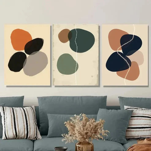 3pcs Modern Abstract Minimalist Vibrant Orange Canvas Unframed - High Quality Print 100% Australian Made Wall Canvas