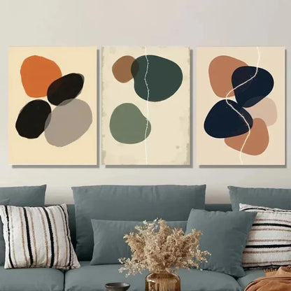 3pcs Modern Abstract Minimalist Vibrant Orange Canvas Unframed - High Quality Print 100% Australian Made Wall Canvas