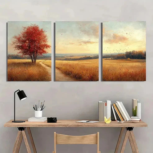 3pcs Vintage Rustic Autumn Landscape Wall Art Set Canvas Unframed - High Quality Print 100% Australian Made Wall Canvas