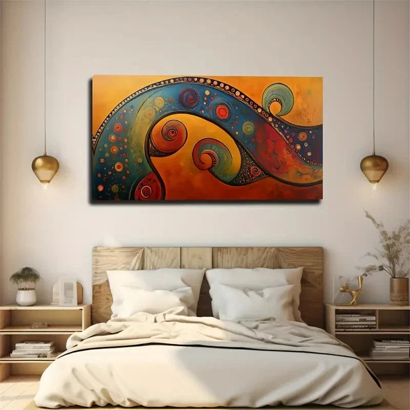 Blue Green Orange & Yellow Wall Art Canvas Office Home Room Framed 120x60cm