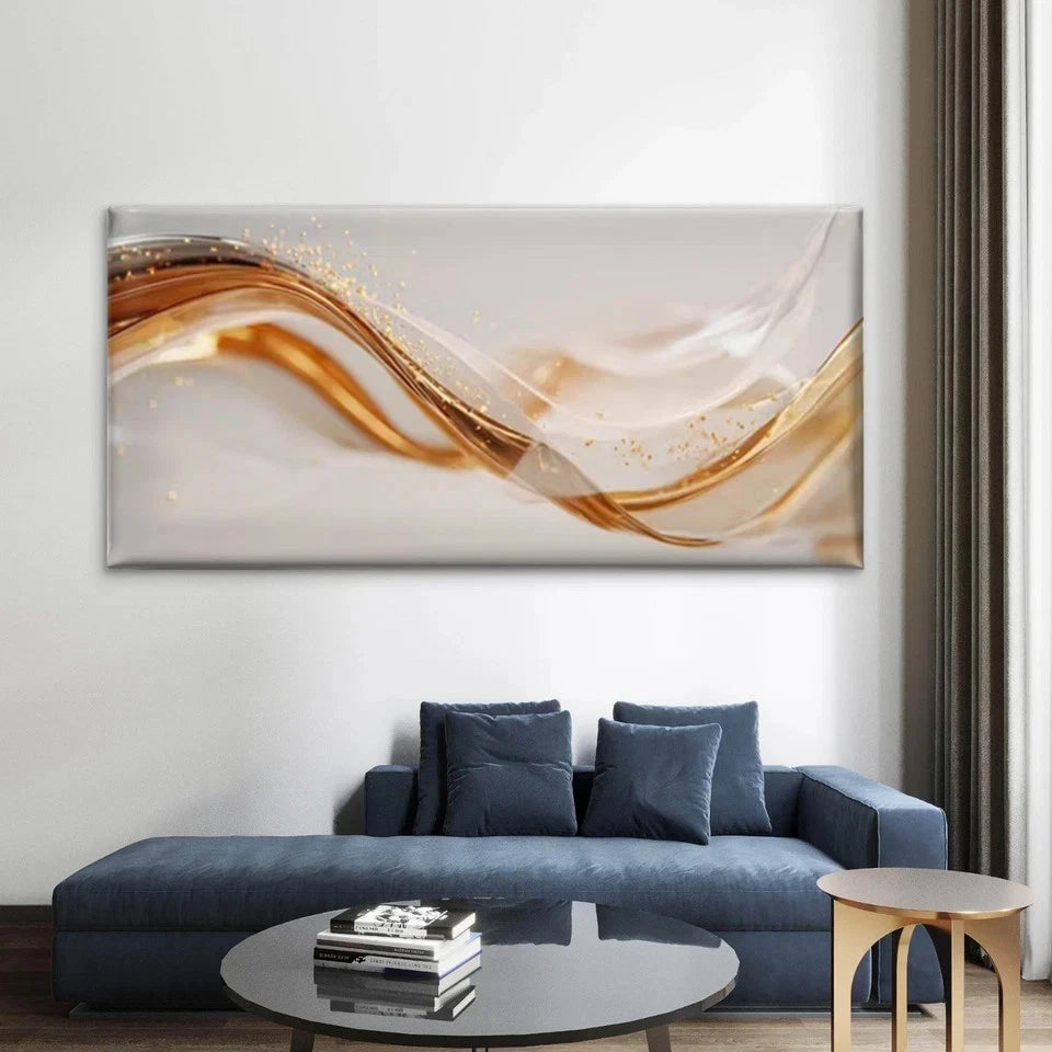 Shiny Glittering Golden ParticleWall Art Canvas Office Home Room Framed 120x60cm