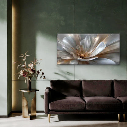 Flowering Elegance Glistening Wall Art Canvas Office Home Room Framed 120x60cm - Bella Home Decor